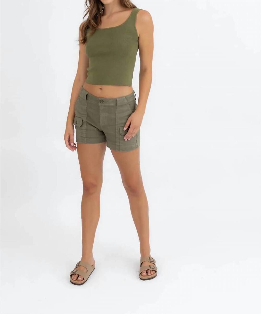 NEW LEVEL99 flynn cargo trouser short in olive green